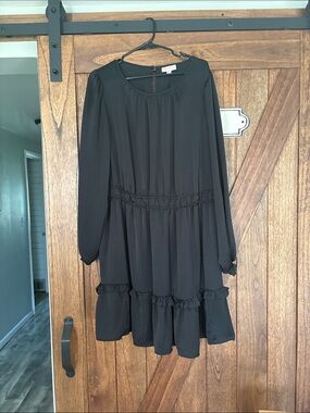 Knox Rose Black Long-Sleeve Ruffle Tier Dress